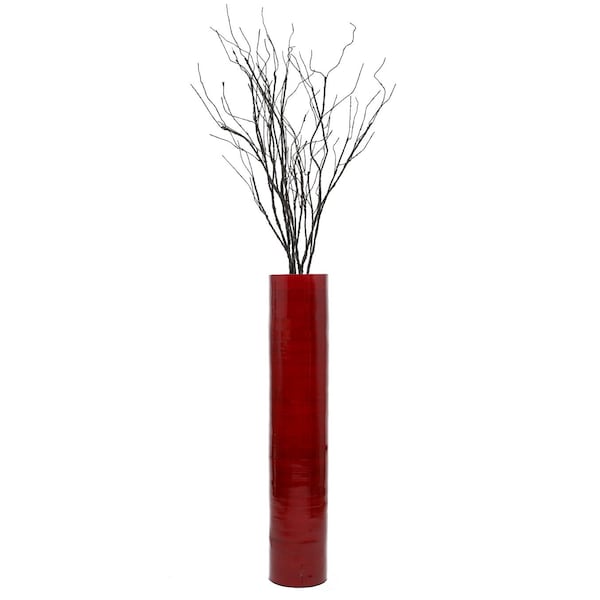 Uniquewise Tall Decorative Contemporary Bamboo Display Floor Vase Cylinder Shape, 30 Inch Red QI004157.R - main